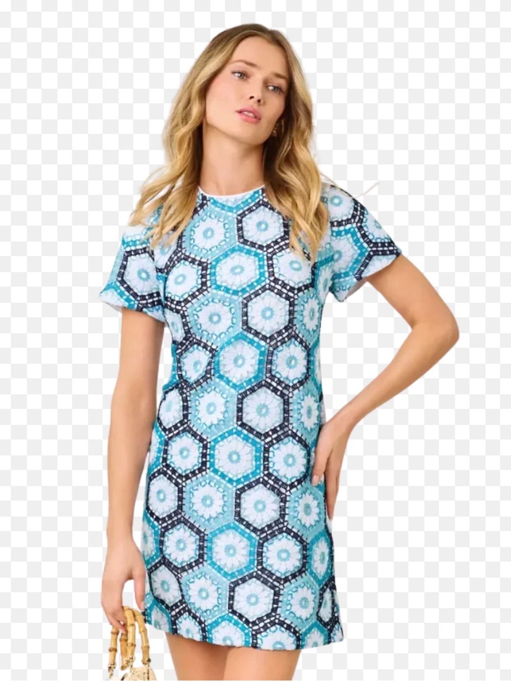 NWT Lilly Pulitzer Leila Shift Bellevue Blue Daisy Hex Crochet